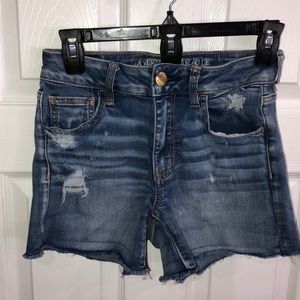 Distressed jean shorts
